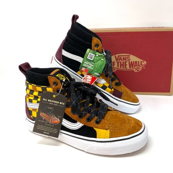 VANS Sk8-Hi Mte Dx Suede Canvas Brown Check Yell Women's Size 8.5 VN0A3DQ522Z - Picture 6 of 7
